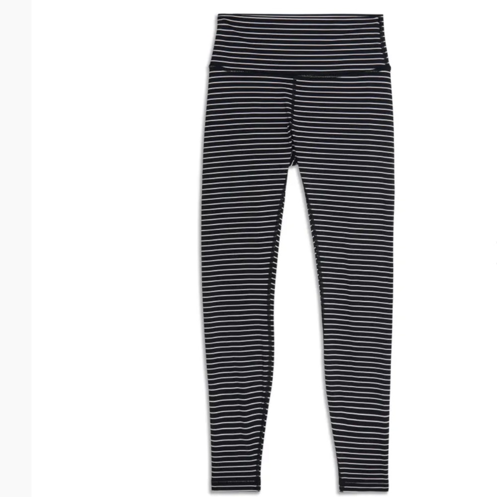 Lululemon Wunder Under High Rise Legging Parallel Stripe Black White